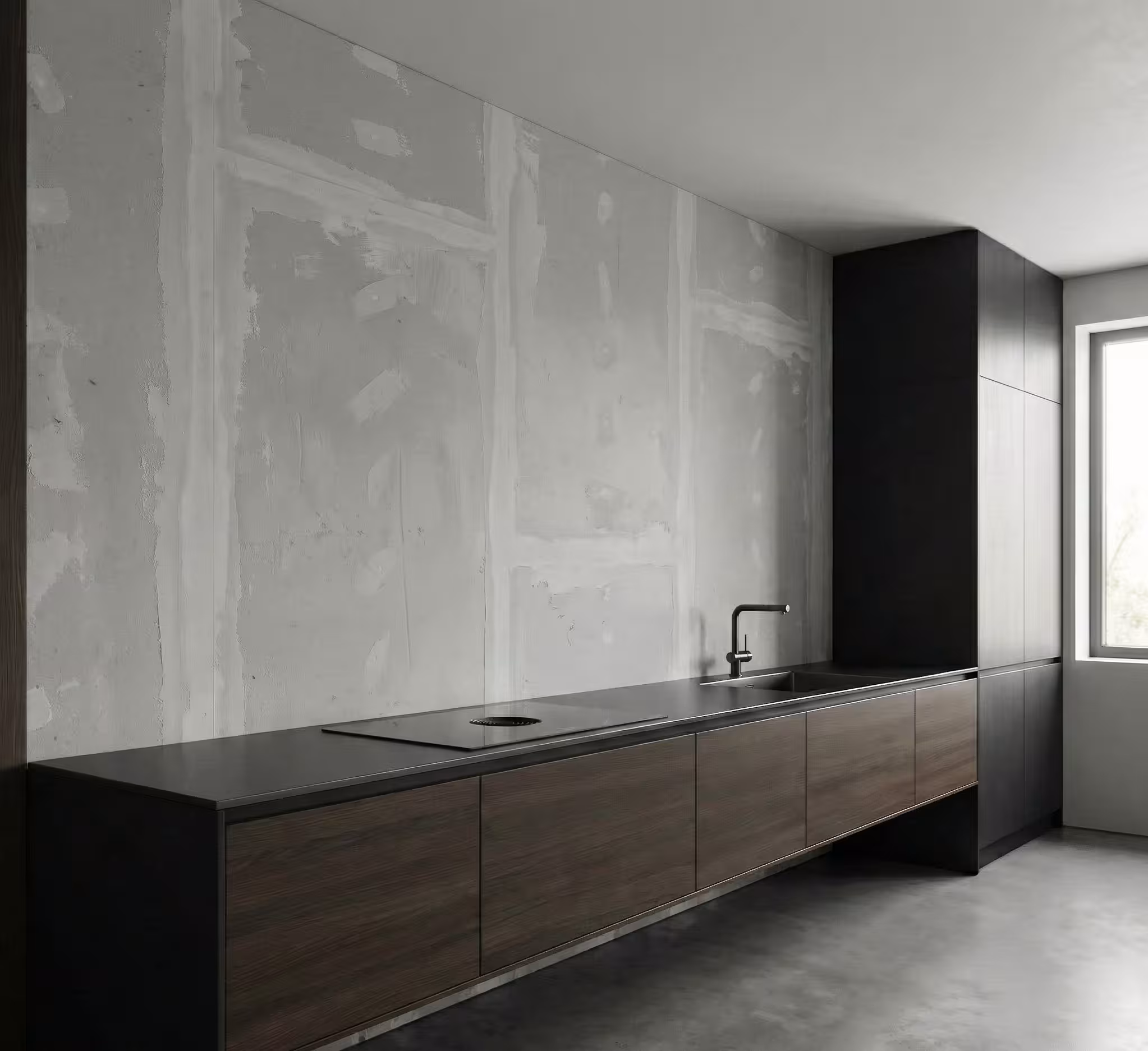 Kitchen before natural stone backsplash installation in Centennial CO