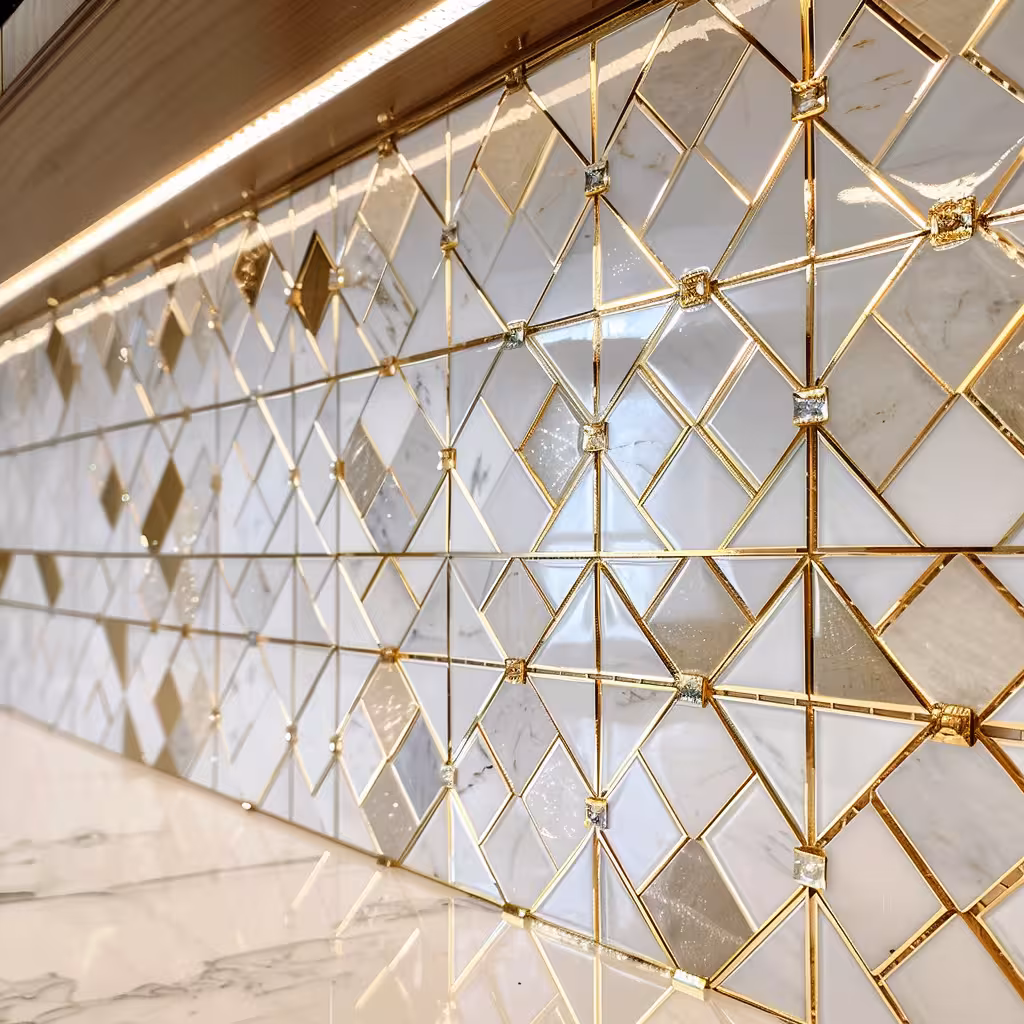 Intricate Mosaic Focal Point - Natural Stone backsplash in Centennial