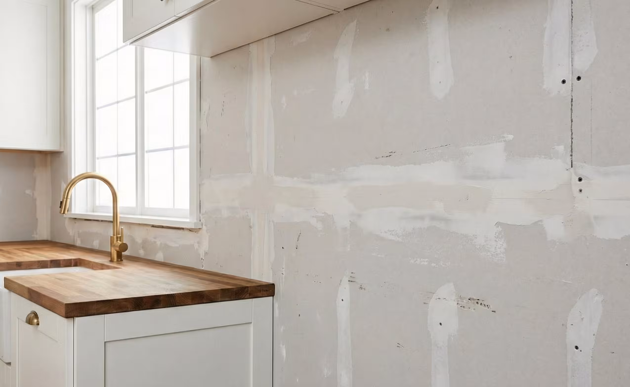 Kitchen before backsplash installation in Aurora